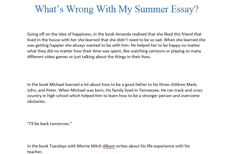 Essay on my summer vacation for kids